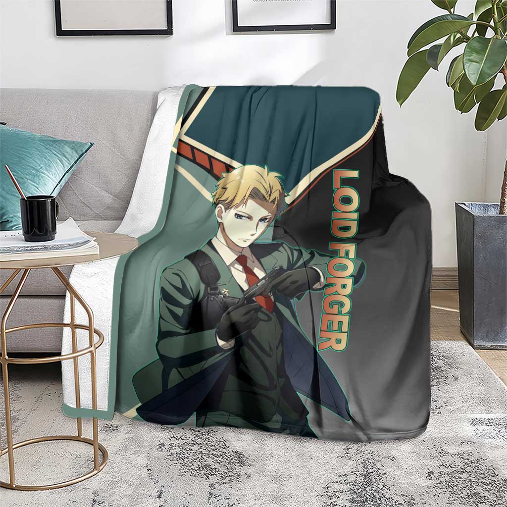 Loid Forger Spy x Family Green and Black Theme Blanket with Gun Pose and Sharp Agent Style Design - The Mazicc