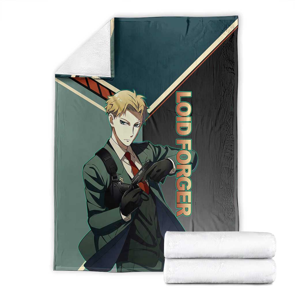 Loid Forger Spy x Family Green and Black Theme Blanket with Gun Pose and Sharp Agent Style Design - The Mazicc