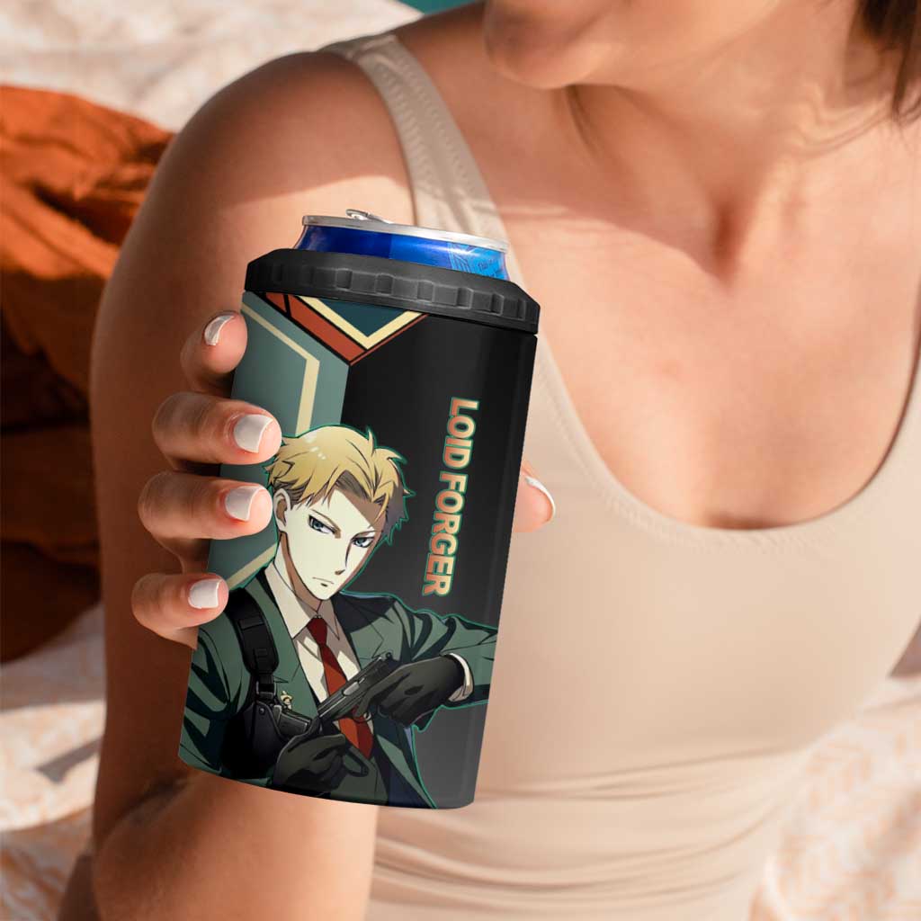 Loid Forger Spy x Family Green and Black Theme 4 in 1 Can Cooler Tumbler with Gun Pose and Sharp Agent Style Design - The Mazicc