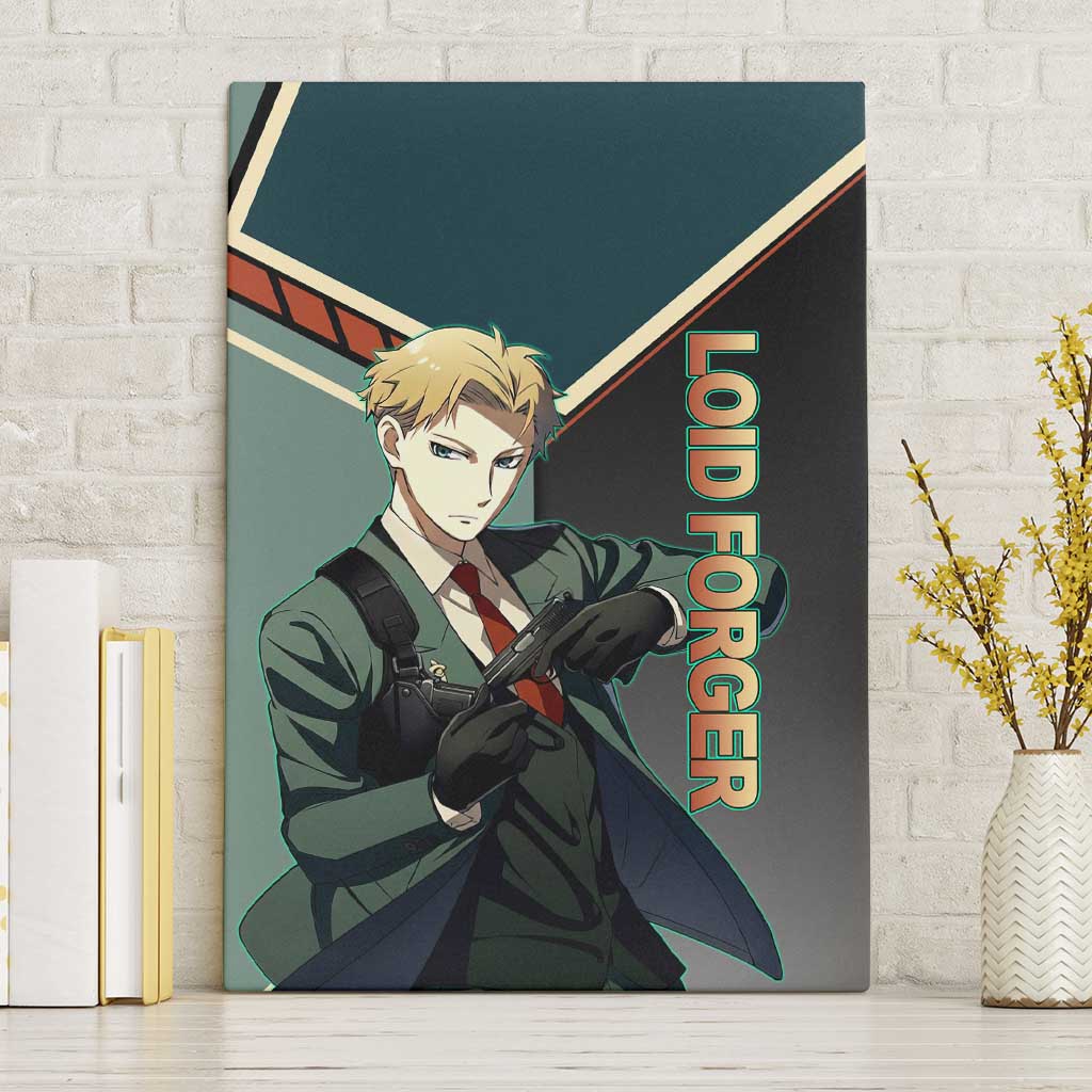 Loid Forger Spy x Family Green and Black Theme Canvas Wall Art with Gun Pose and Sharp Agent Style Design - The Mazicc