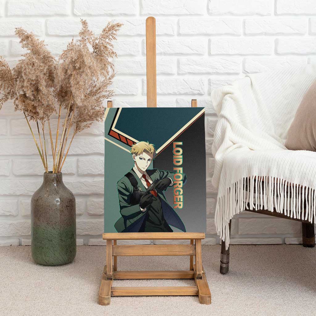 Loid Forger Spy x Family Green and Black Theme Canvas Wall Art with Gun Pose and Sharp Agent Style Design - The Mazicc