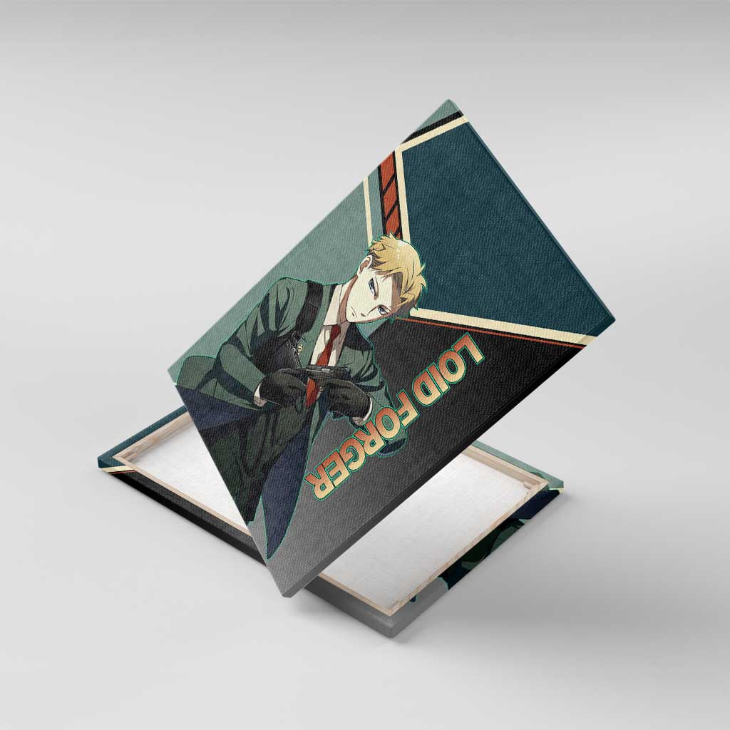 Loid Forger Spy x Family Green and Black Theme Canvas Wall Art with Gun Pose and Sharp Agent Style Design - The Mazicc