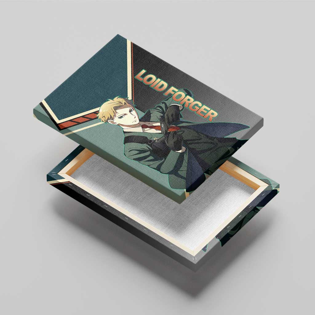 Loid Forger Spy x Family Green and Black Theme Canvas Wall Art with Gun Pose and Sharp Agent Style Design - The Mazicc