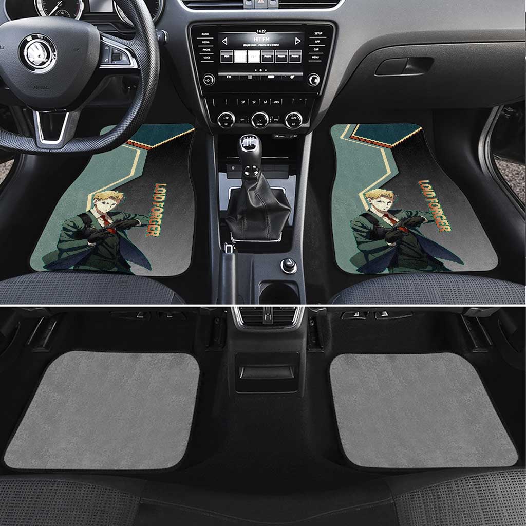 Loid Forger Spy x Family Green and Black Theme Car Mats with Gun Pose and Sharp Agent Style Design - The Mazicc