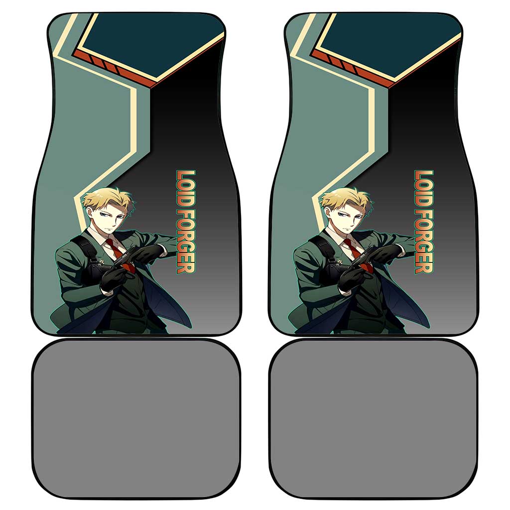 Loid Forger Spy x Family Green and Black Theme Car Mats with Gun Pose and Sharp Agent Style Design - The Mazicc