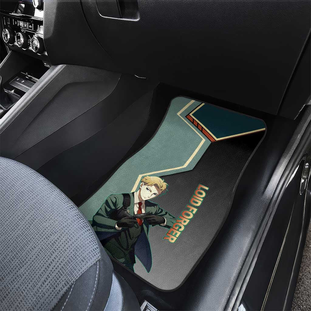 Loid Forger Spy x Family Green and Black Theme Car Mats with Gun Pose and Sharp Agent Style Design - The Mazicc