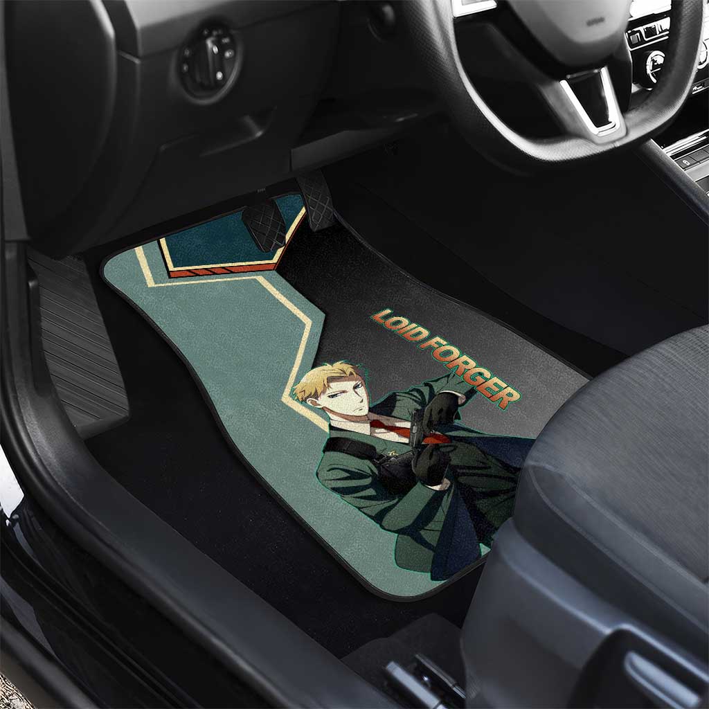 Loid Forger Spy x Family Green and Black Theme Car Mats with Gun Pose and Sharp Agent Style Design - The Mazicc