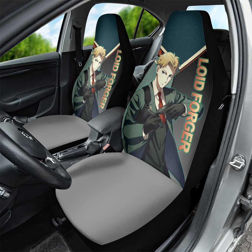 Loid Forger Spy x Family Green and Black Theme Car Seat Cover with Gun Pose and Sharp Agent Style Design - The Mazicc