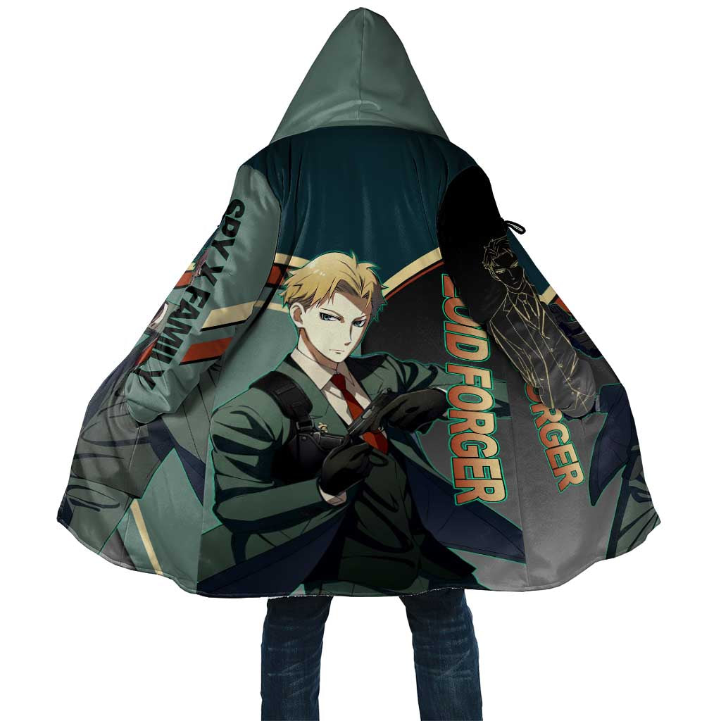 Loid Forger Spy x Family Green and Black Theme Cloak with Gun Pose and Sharp Agent Style Design - The Mazicc