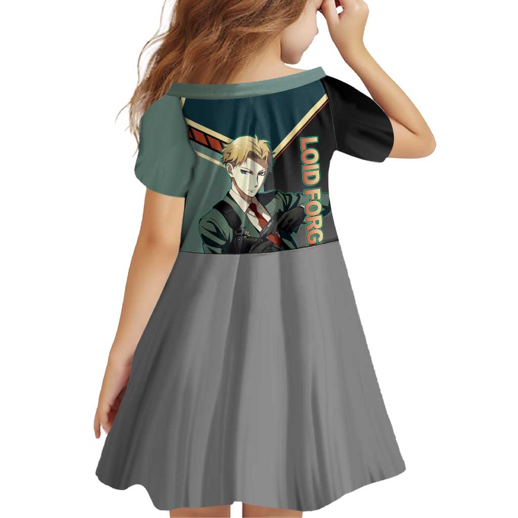 Loid Forger Spy x Family Green and Black Theme Family Matching Long Sleeve Bodycon Dress and Hawaiian Shirt with Gun Pose and Sharp Agent Style Design