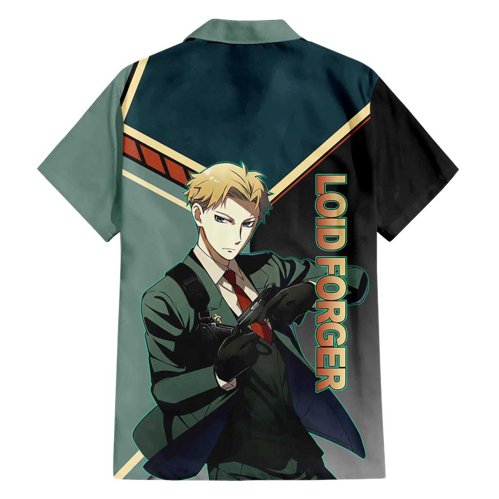Loid Forger Spy x Family Green and Black Theme Family Matching Mermaid Dress and Hawaiian Shirt with Gun Pose and Sharp Agent Style Design