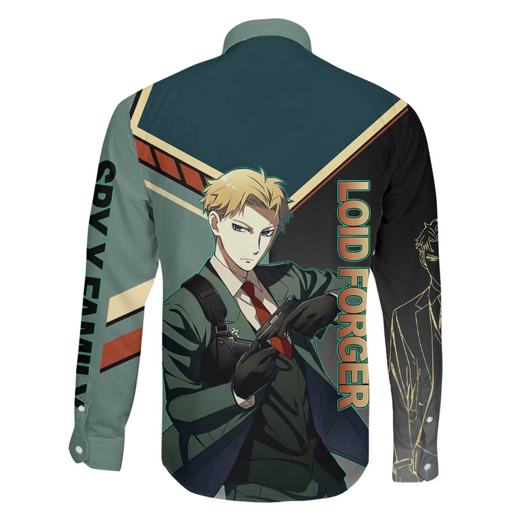 Loid Forger Spy x Family Green and Black Theme Family Matching Mermaid Dress and Hawaiian Shirt with Gun Pose and Sharp Agent Style Design
