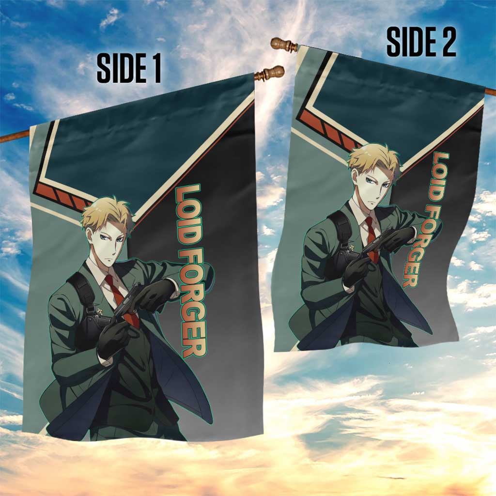 Loid Forger Spy x Family Green and Black Theme Garden Flag with Gun Pose and Sharp Agent Style Design - The Mazicc