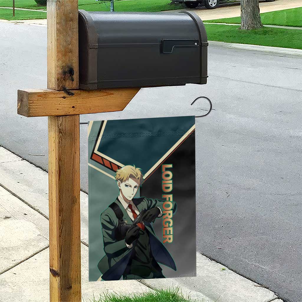 Loid Forger Spy x Family Green and Black Theme Garden Flag with Gun Pose and Sharp Agent Style Design - The Mazicc