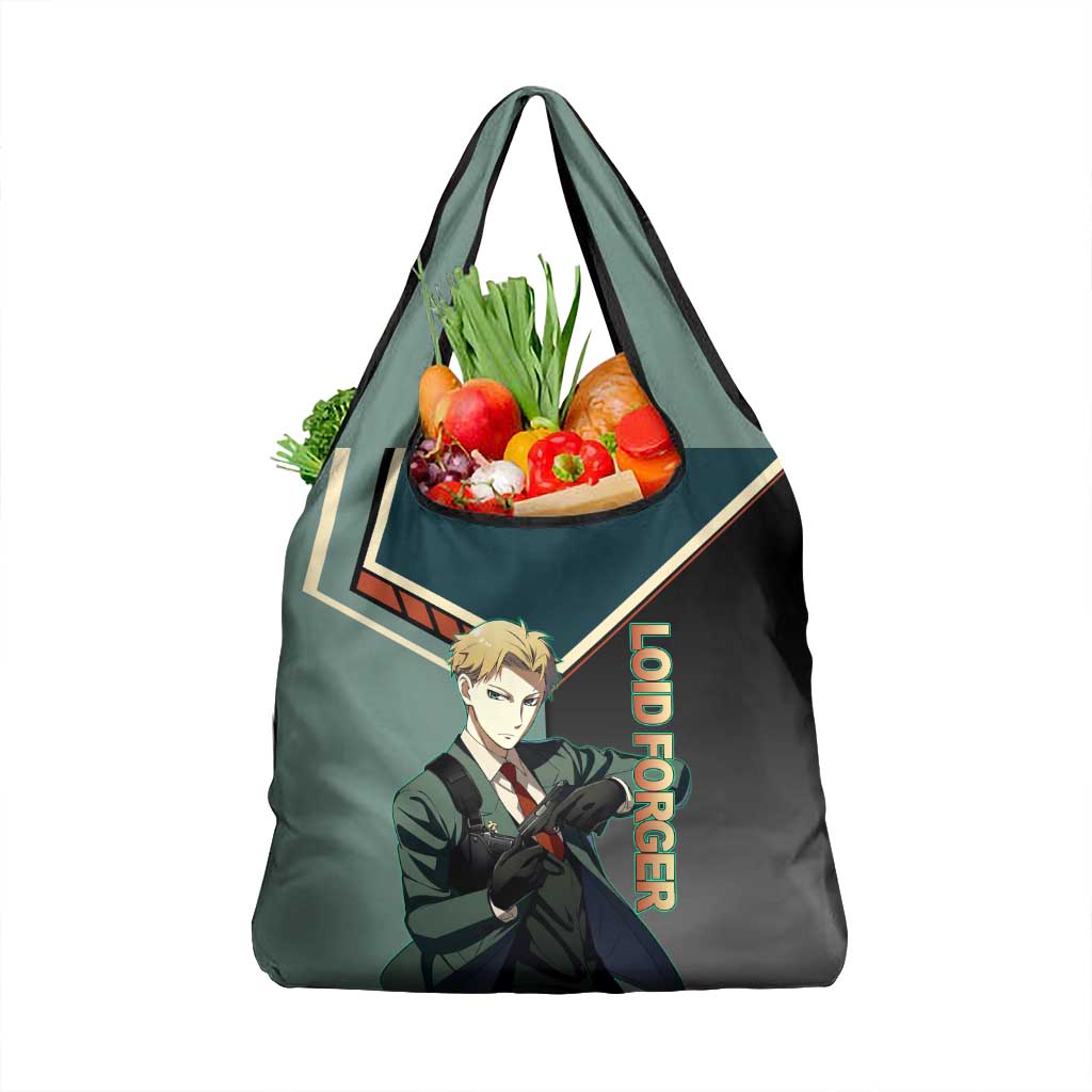 Loid Forger Spy x Family Green and Black Theme Grocery Bag with Gun Pose and Sharp Agent Style Design - The Mazicc