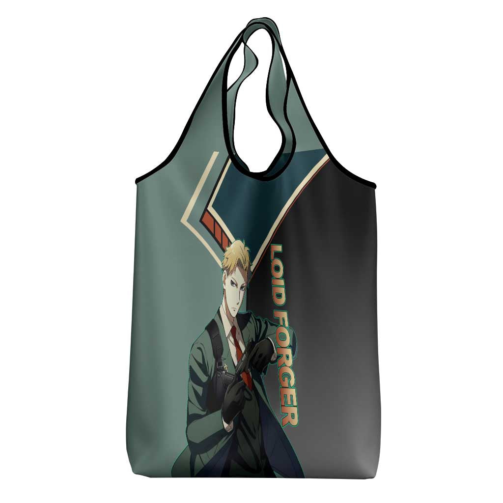 Loid Forger Spy x Family Green and Black Theme Grocery Bag with Gun Pose and Sharp Agent Style Design - The Mazicc