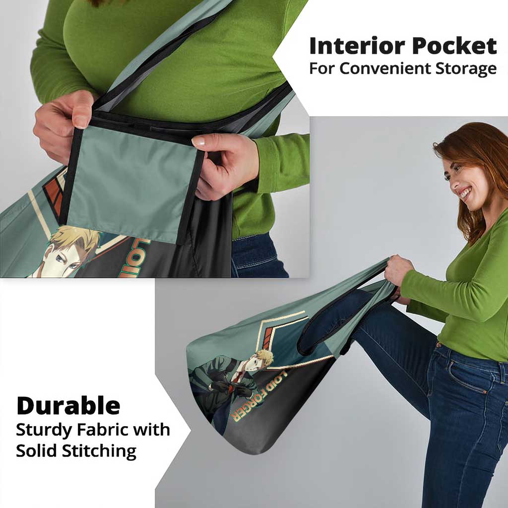 Loid Forger Spy x Family Green and Black Theme Grocery Bag with Gun Pose and Sharp Agent Style Design - The Mazicc