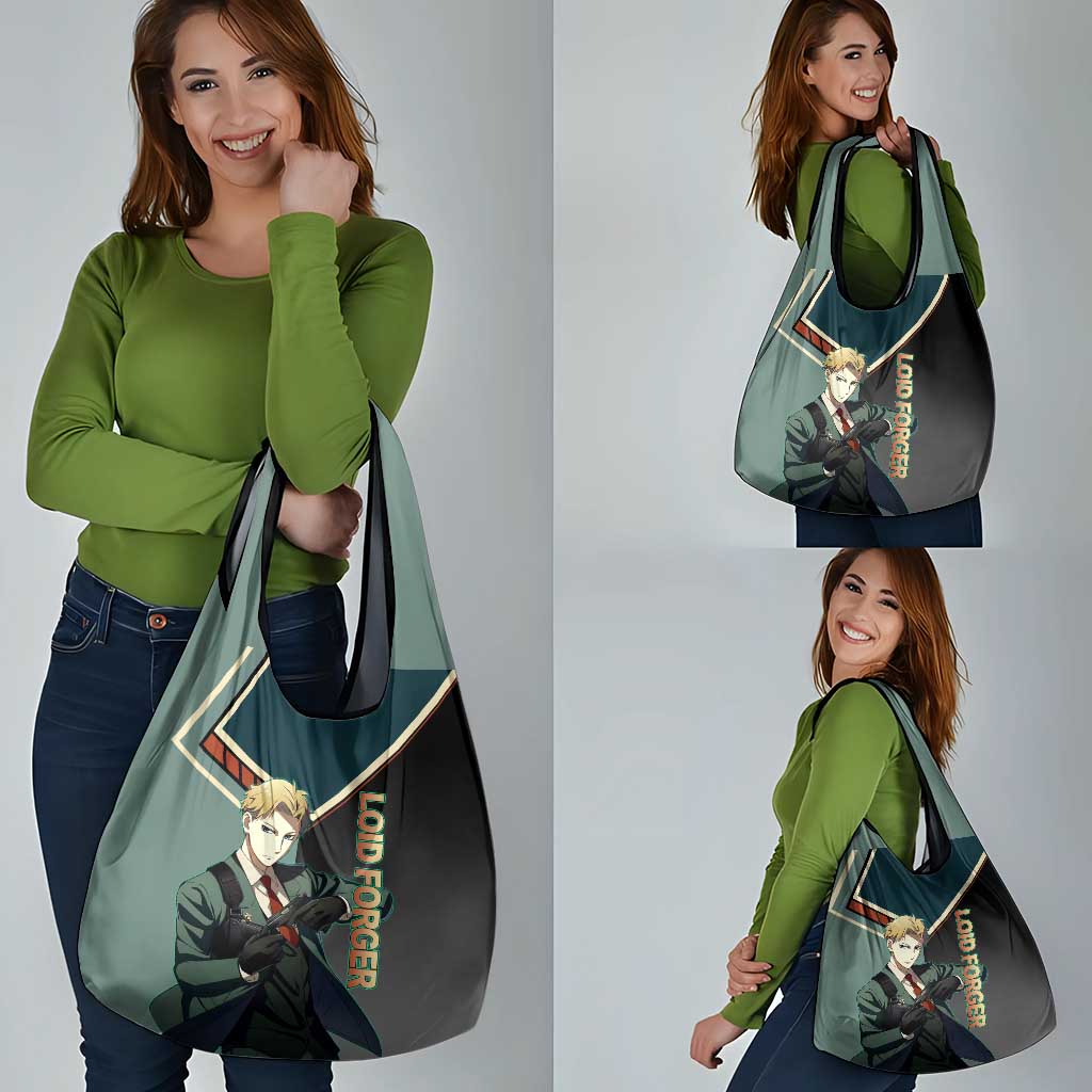 Loid Forger Spy x Family Green and Black Theme Grocery Bag with Gun Pose and Sharp Agent Style Design - The Mazicc