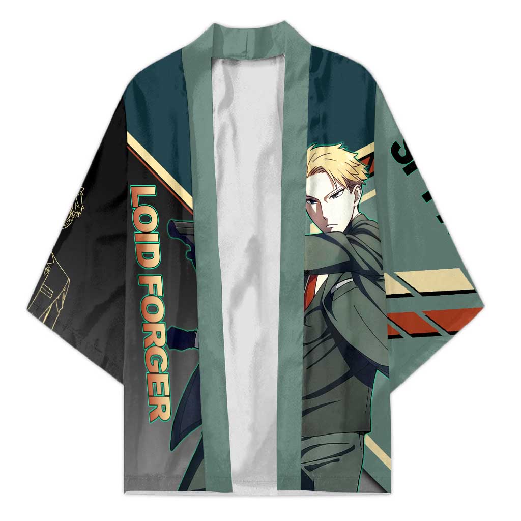 Loid Forger Spy x Family Green and Black Theme Kimono with Gun Pose and Sharp Agent Style Design - The Mazicc
