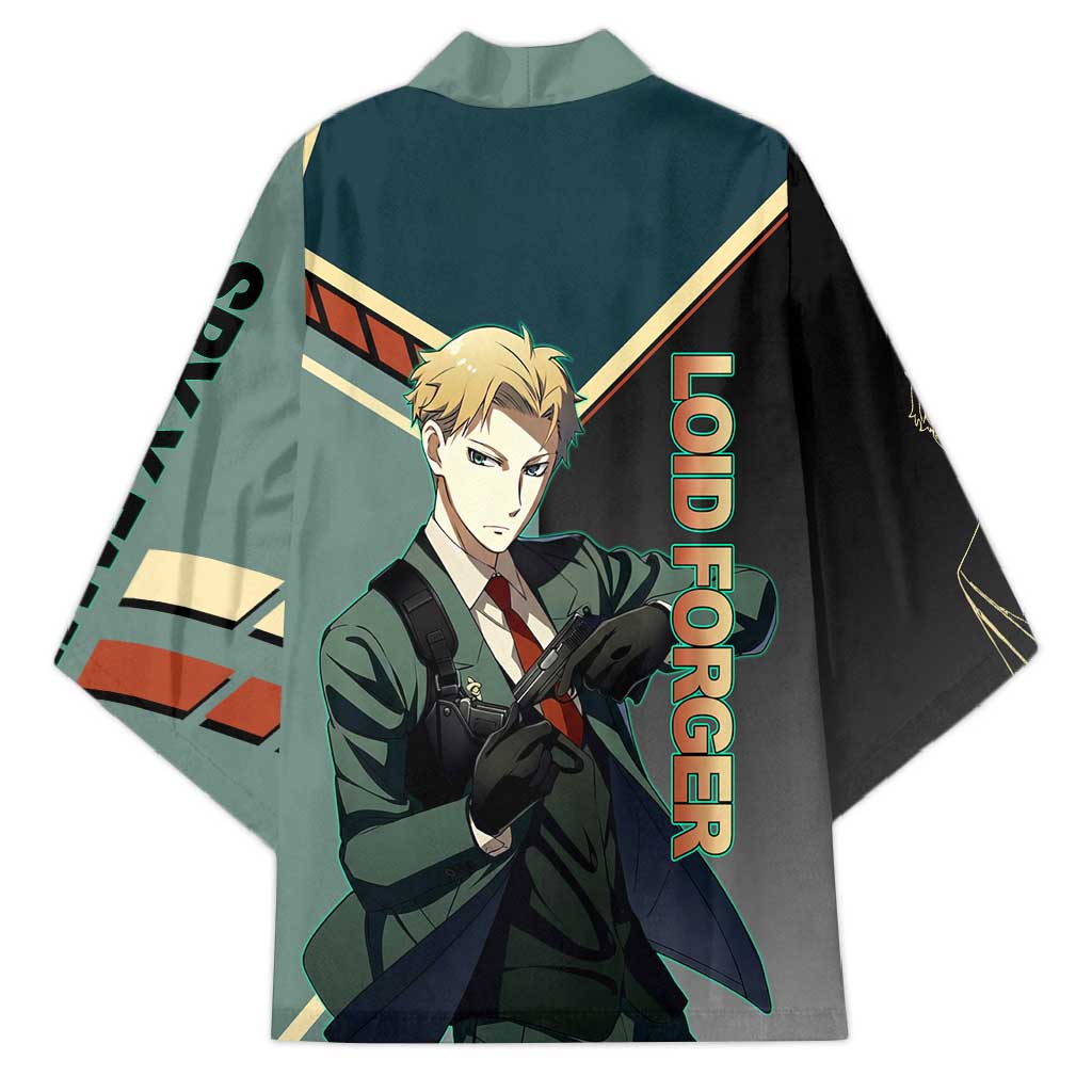 Loid Forger Spy x Family Green and Black Theme Kimono with Gun Pose and Sharp Agent Style Design - The Mazicc