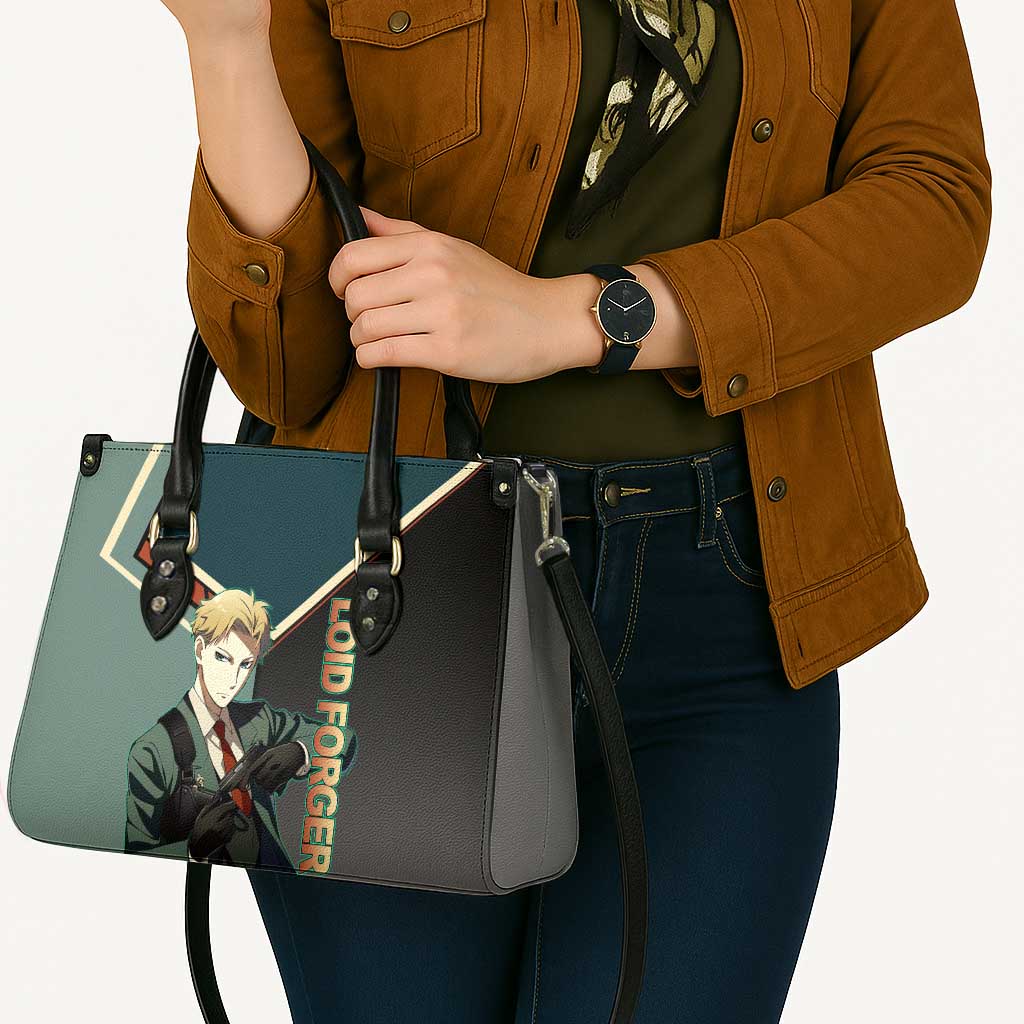 Loid Forger Spy x Family Green and Black Theme Leather Bag with Gun Pose and Sharp Agent Style Design - The Mazicc