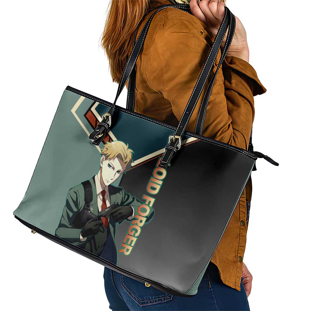 Loid Forger Spy x Family Green and Black Theme Leather Tote Bag with Gun Pose and Sharp Agent Style Design - The Mazicc