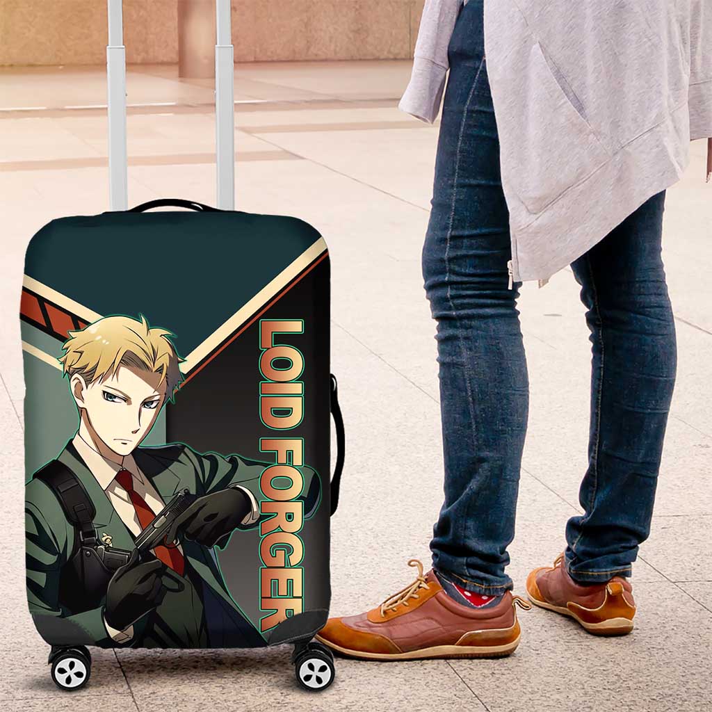 Loid Forger Spy x Family Green and Black Theme Luggage Cover with Gun Pose and Sharp Agent Style Design - The Mazicc
