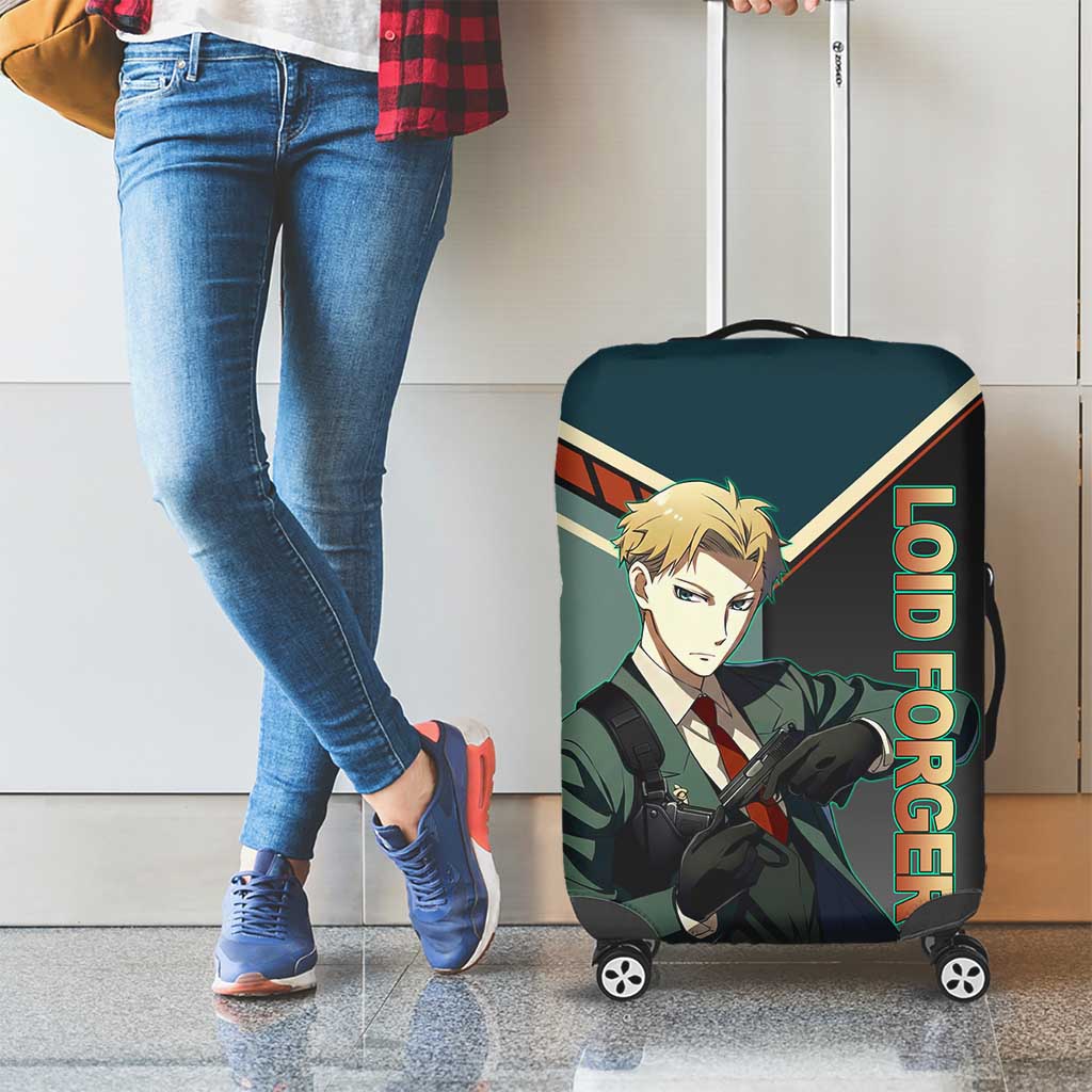 Loid Forger Spy x Family Green and Black Theme Luggage Cover with Gun Pose and Sharp Agent Style Design - The Mazicc