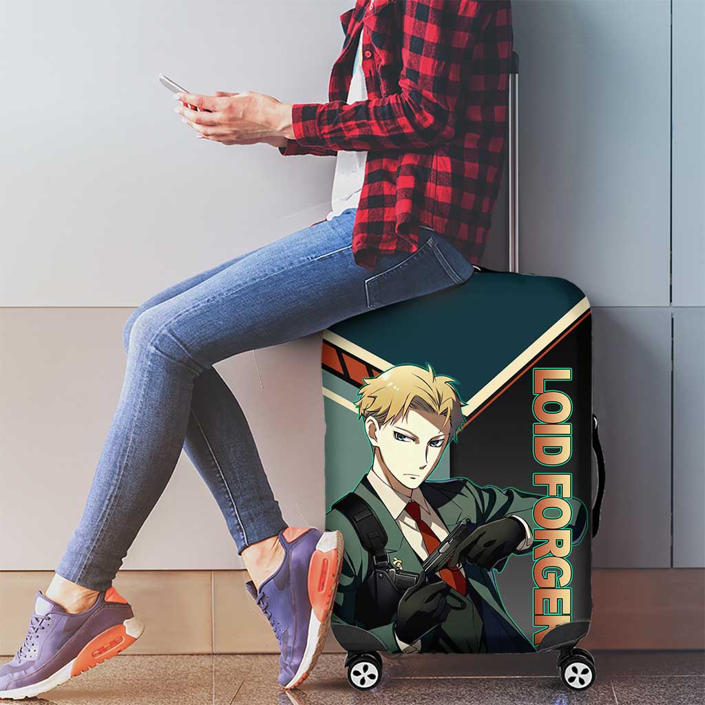 Loid Forger Spy x Family Green and Black Theme Luggage Cover with Gun Pose and Sharp Agent Style Design - The Mazicc
