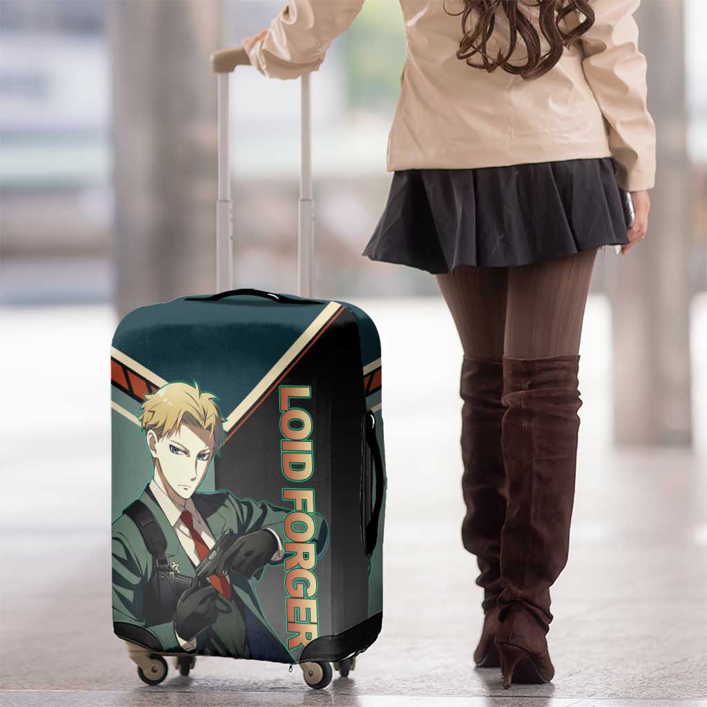 Loid Forger Spy x Family Green and Black Theme Luggage Cover with Gun Pose and Sharp Agent Style Design - The Mazicc