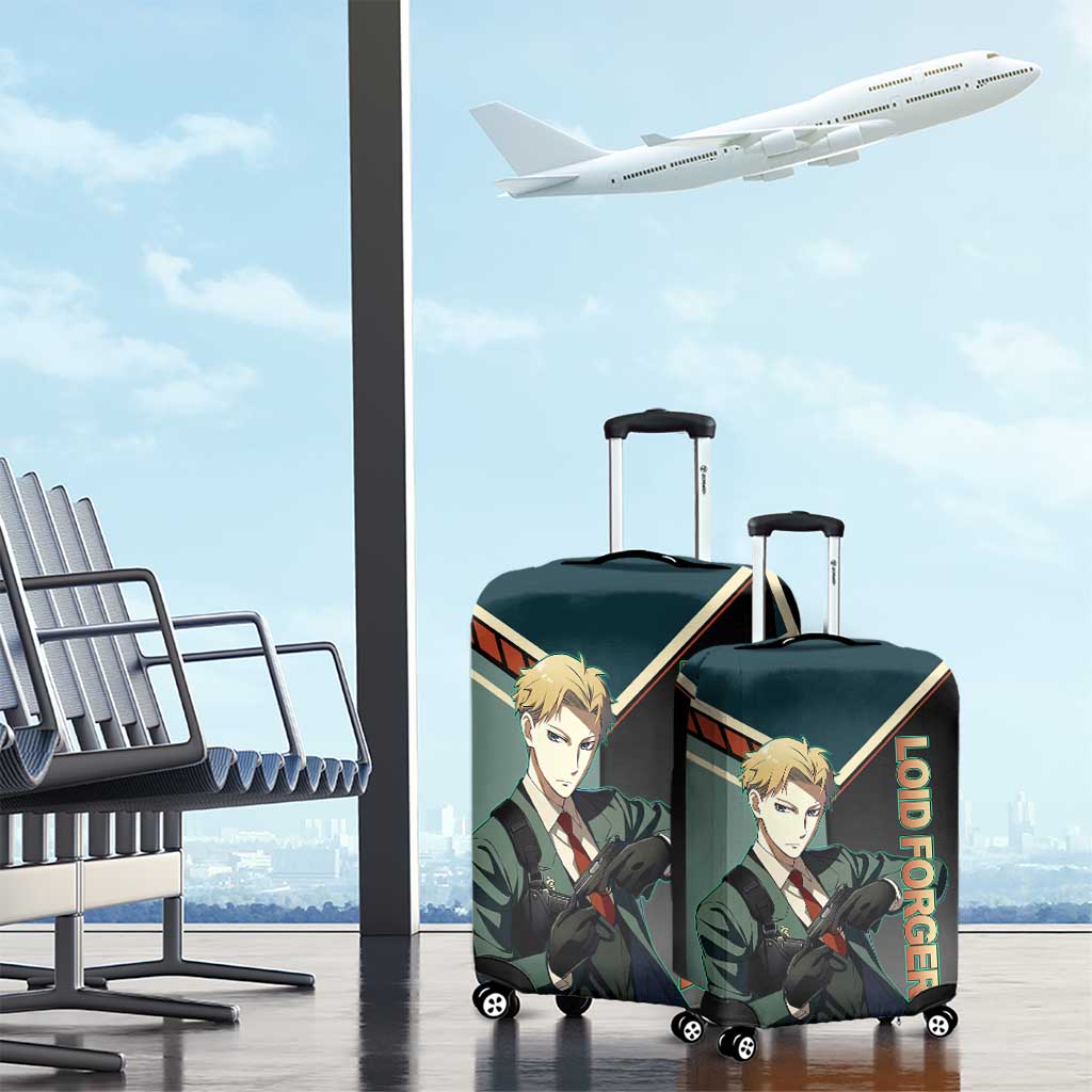 Loid Forger Spy x Family Green and Black Theme Luggage Cover with Gun Pose and Sharp Agent Style Design - The Mazicc