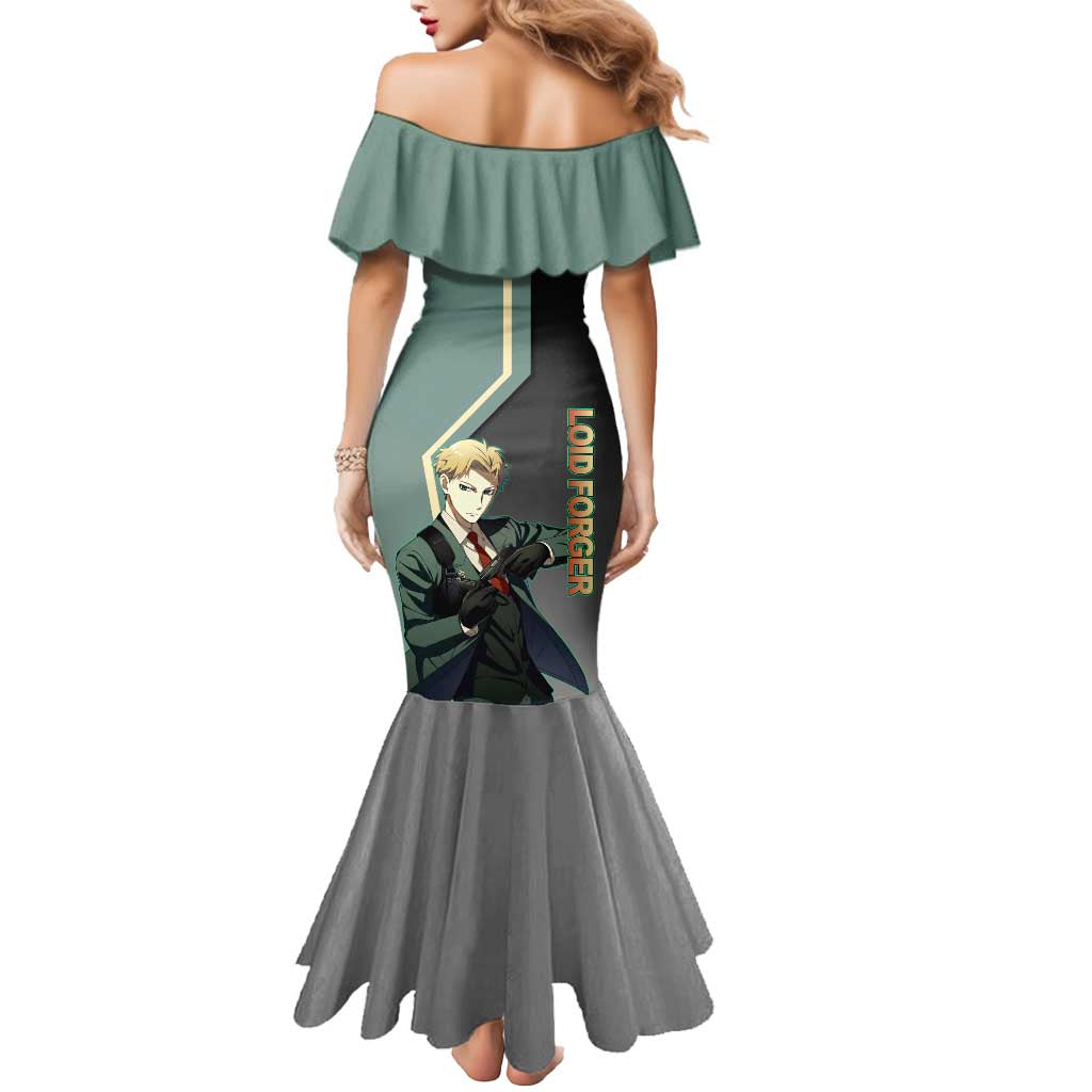 Loid Forger Spy x Family Green and Black Theme Mermaid Dress with Gun Pose and Sharp Agent Style Design - The Mazicc