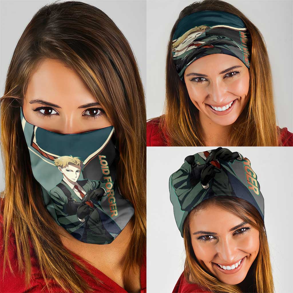 Loid Forger Spy x Family Green and Black Theme Neck Gaiter with Gun Pose and Sharp Agent Style Design - The Mazicc