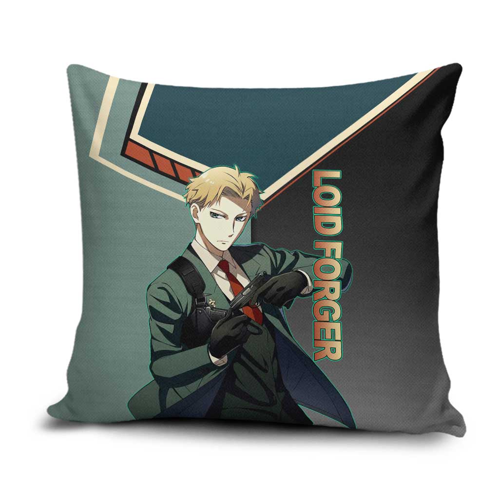 Loid Forger Spy x Family Green and Black Theme Pillow Cover with Gun Pose and Sharp Agent Style Design - The Mazicc
