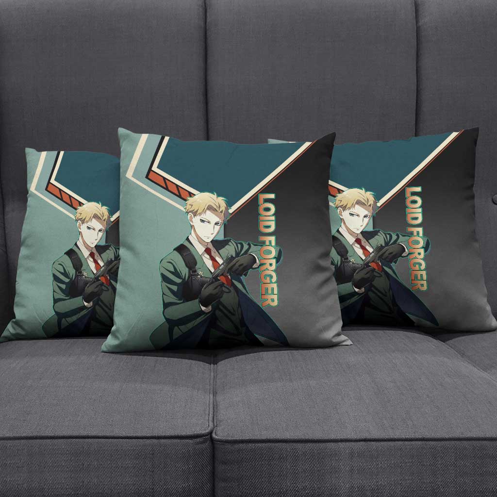Loid Forger Spy x Family Green and Black Theme Pillow Cover with Gun Pose and Sharp Agent Style Design - The Mazicc