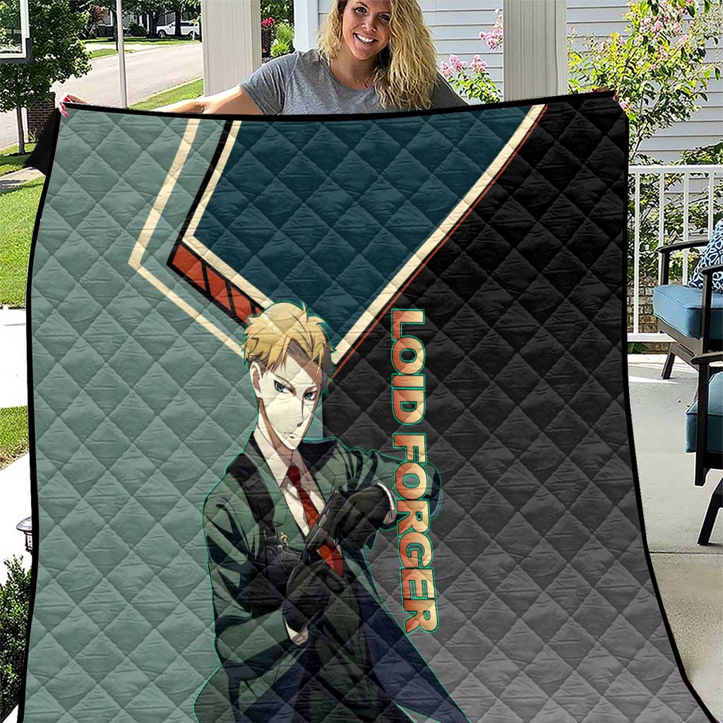 Loid Forger Spy x Family Green and Black Theme Quilt with Gun Pose and Sharp Agent Style Design - The Mazicc