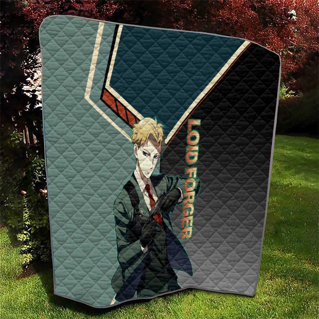 Loid Forger Spy x Family Green and Black Theme Quilt with Gun Pose and Sharp Agent Style Design - The Mazicc