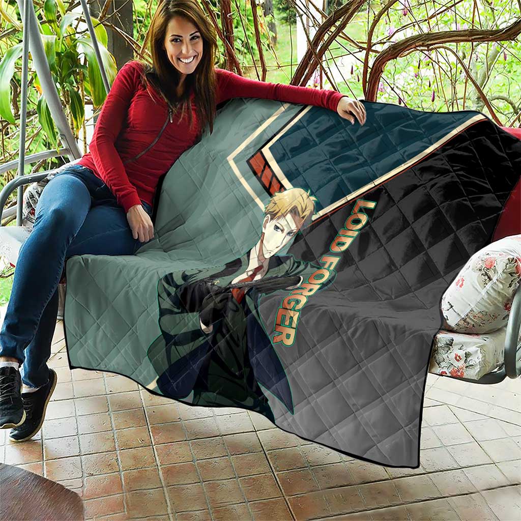 Loid Forger Spy x Family Green and Black Theme Quilt with Gun Pose and Sharp Agent Style Design - The Mazicc