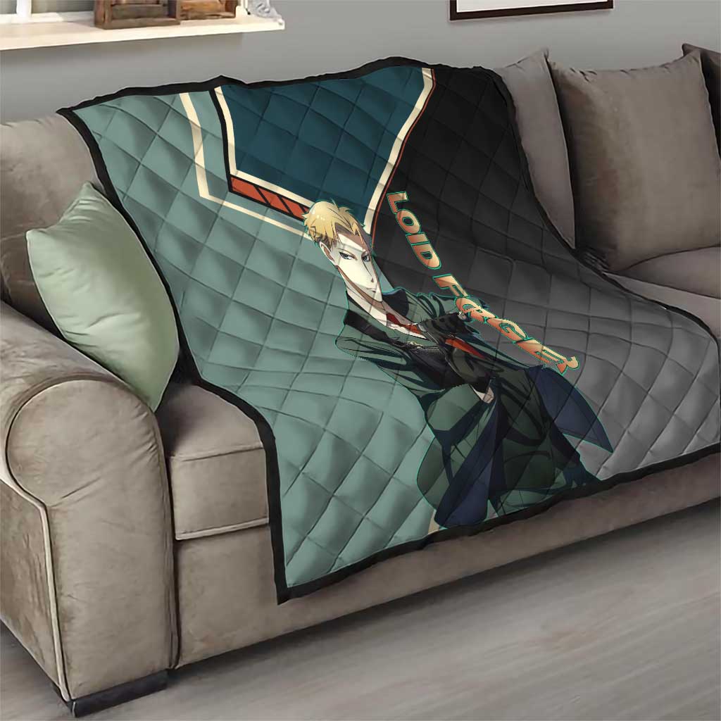 Loid Forger Spy x Family Green and Black Theme Quilt with Gun Pose and Sharp Agent Style Design - The Mazicc