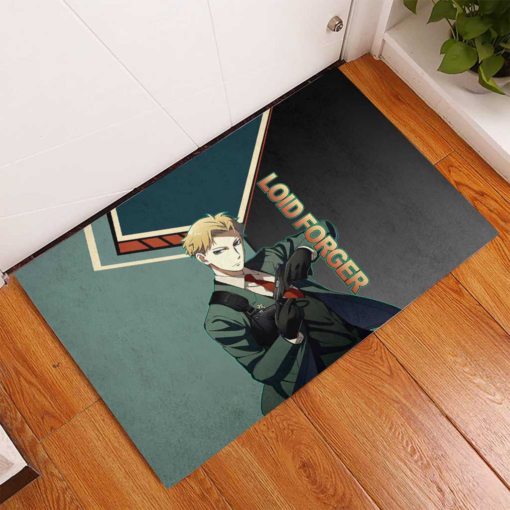 Loid Forger Spy x Family Green and Black Theme Rubber Doormat with Gun Pose and Sharp Agent Style Design - The Mazicc