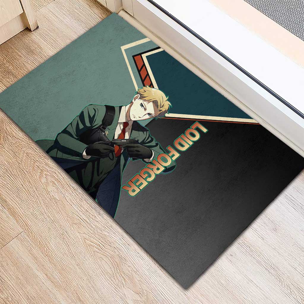 Loid Forger Spy x Family Green and Black Theme Rubber Doormat with Gun Pose and Sharp Agent Style Design - The Mazicc