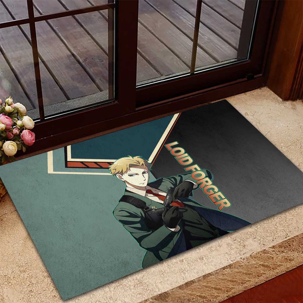 Loid Forger Spy x Family Green and Black Theme Rubber Doormat with Gun Pose and Sharp Agent Style Design - The Mazicc