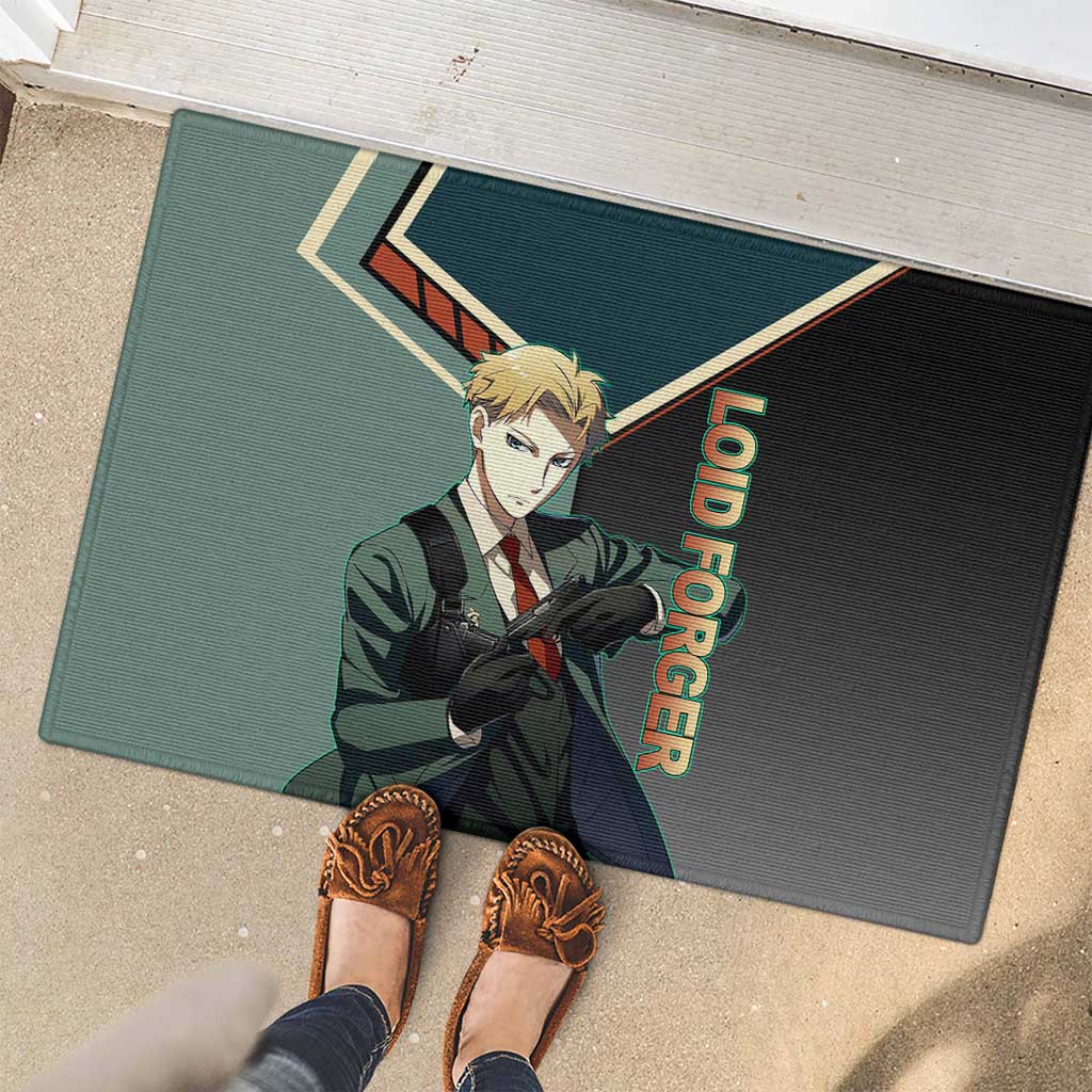 Loid Forger Spy x Family Green and Black Theme Rubber Doormat with Gun Pose and Sharp Agent Style Design - The Mazicc
