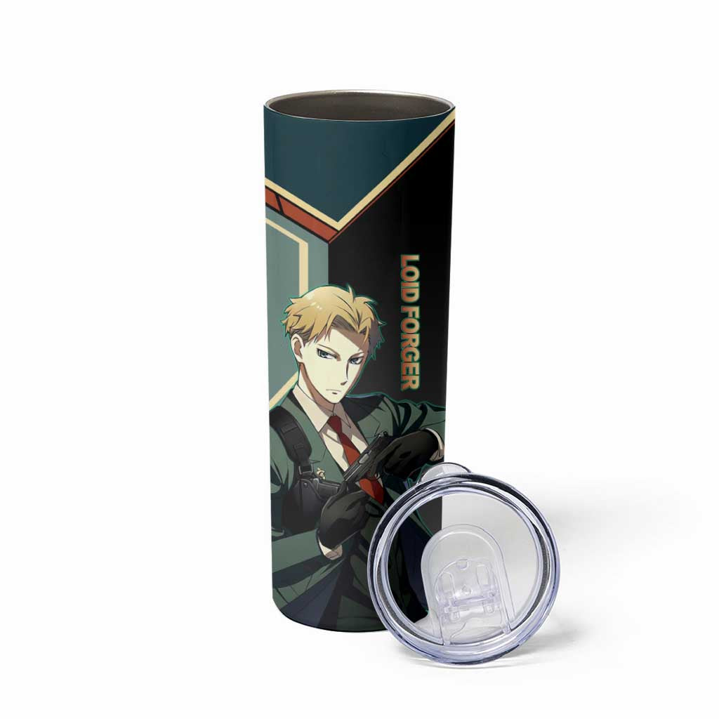 Loid Forger Spy x Family Green and Black Theme Skinny Tumbler with Gun Pose and Sharp Agent Style Design - The Mazicc