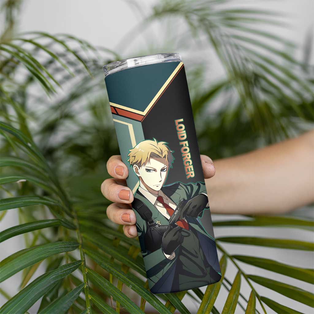 Loid Forger Spy x Family Green and Black Theme Skinny Tumbler with Gun Pose and Sharp Agent Style Design - The Mazicc