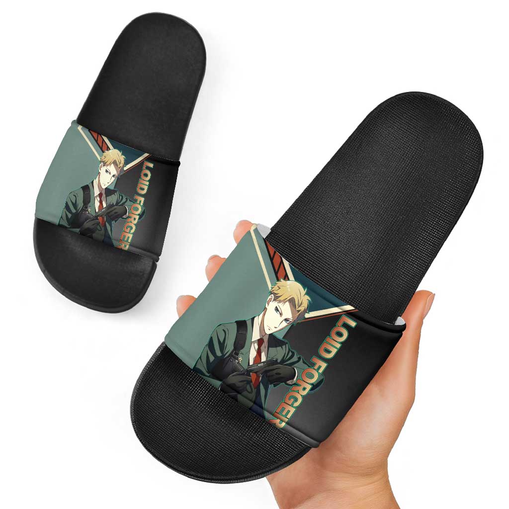 Loid Forger Spy x Family Green and Black Theme Slide Sandals with Gun Pose and Sharp Agent Style Design - The Mazicc