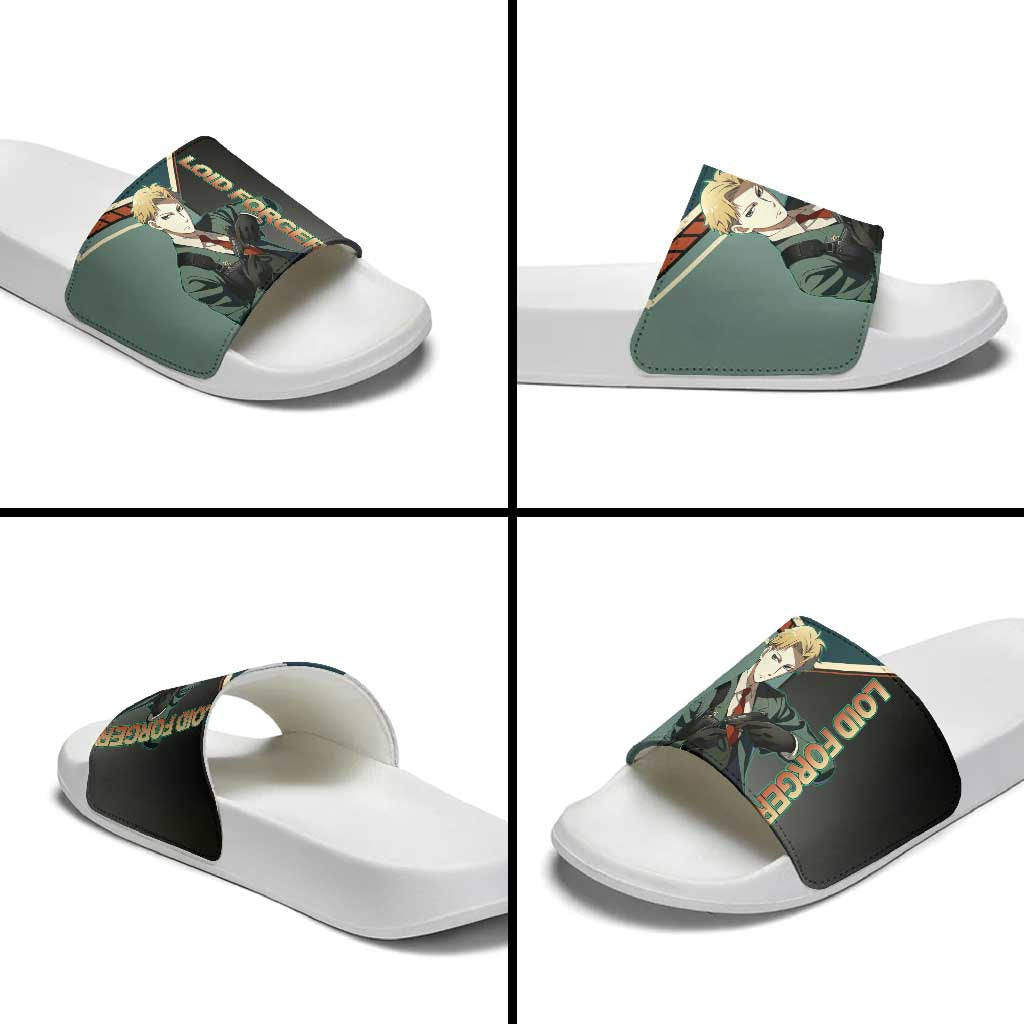 Loid Forger Spy x Family Green and Black Theme Slide Sandals with Gun Pose and Sharp Agent Style Design - The Mazicc