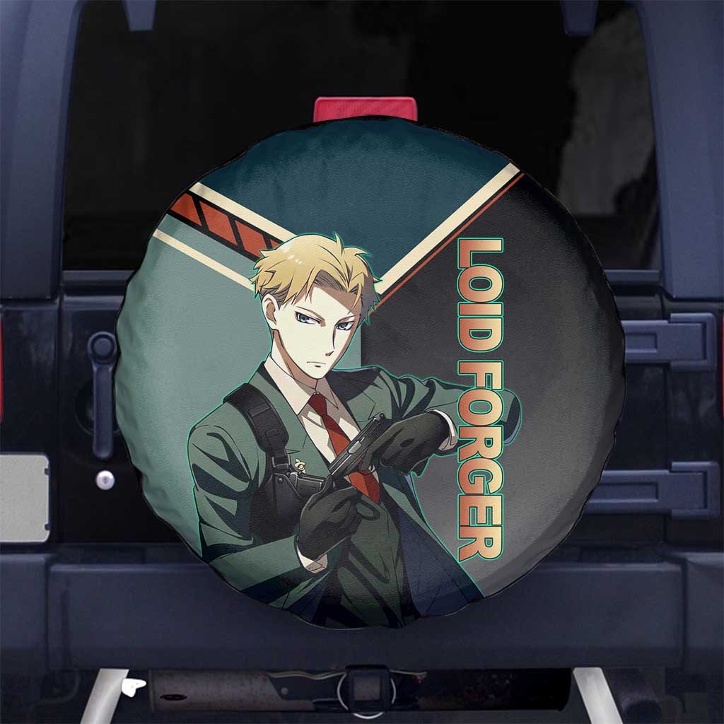 Loid Forger Spy x Family Green and Black Theme Spare Tire Cover with Gun Pose and Sharp Agent Style Design - The Mazicc
