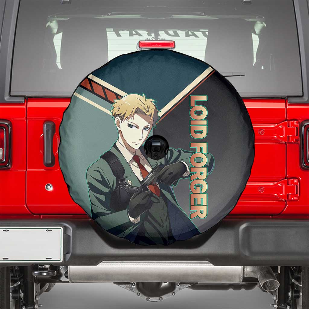 Loid Forger Spy x Family Green and Black Theme Spare Tire Cover with Gun Pose and Sharp Agent Style Design - The Mazicc