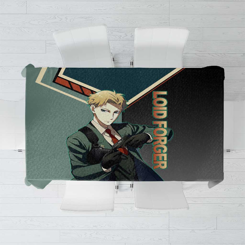 Loid Forger Spy x Family Green and Black Theme Tablecloth with Gun Pose and Sharp Agent Style Design - The Mazicc